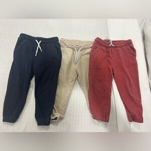 Set of 3 Jogger Pants - Navy, Beige, and Red